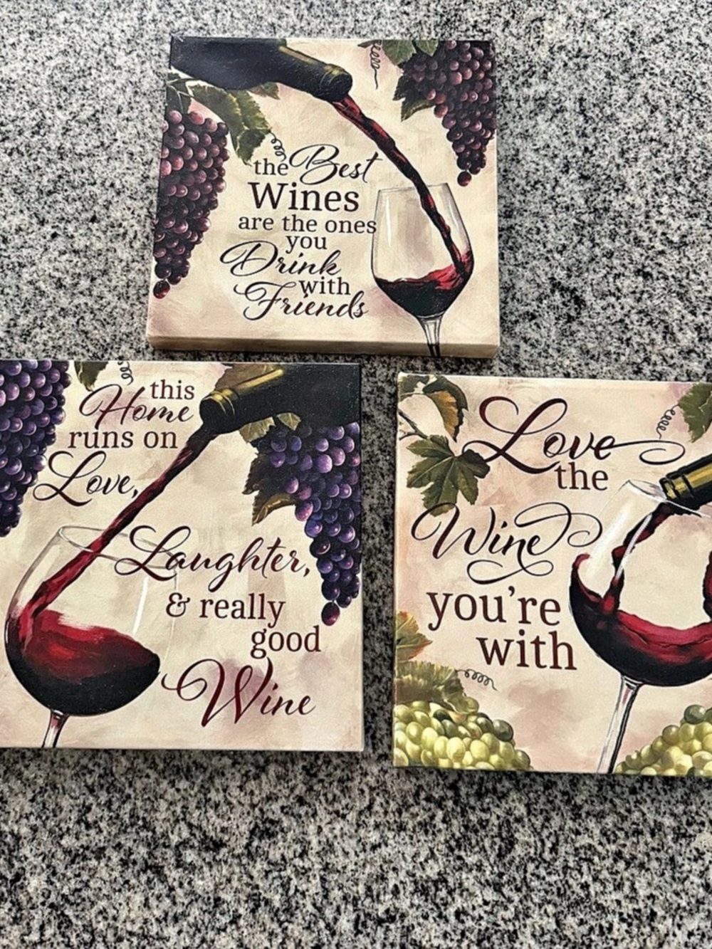 Wine-Themed Framed Canvas Wall Art Set of 3